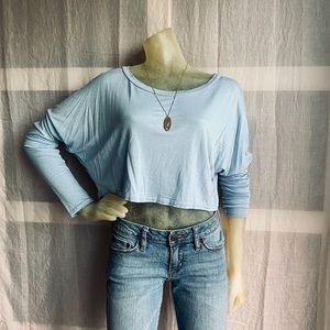 Powder Blue Cropped Batwing Top